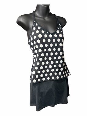 Polka Dot Black & White Tankini Top